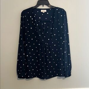 Loft Women's Navy Polka Dot Top